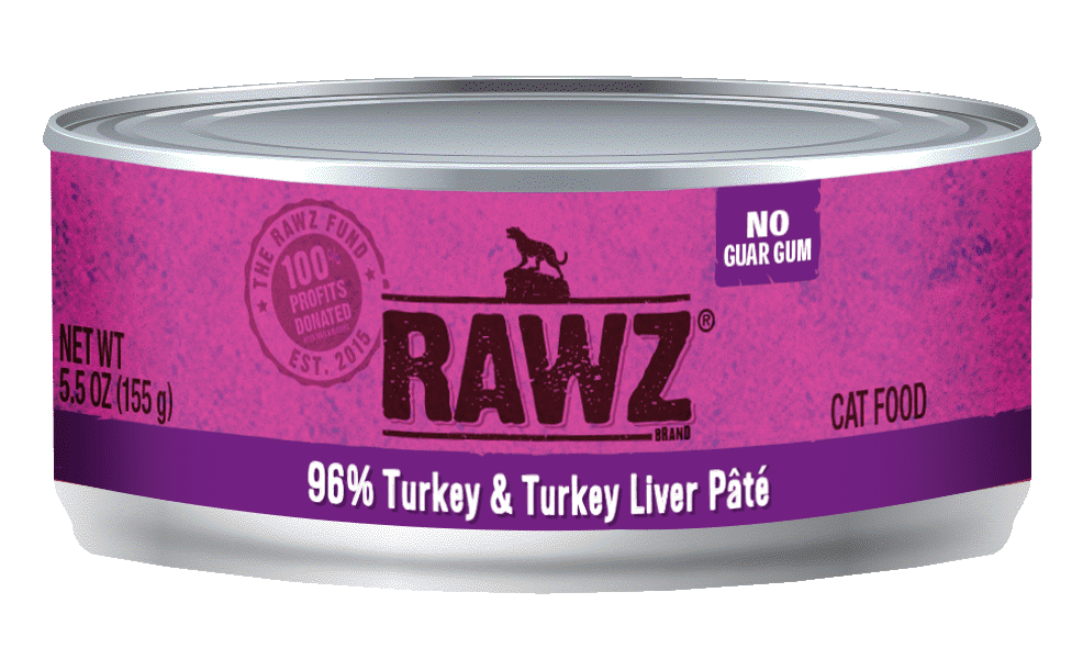 RAWZ Cat 96% Turkey & Turkey Liver Pate Cat Wet Food 5.5oz