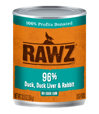 Rawz Dog Can 96% Duck&rabbit 12.5oz