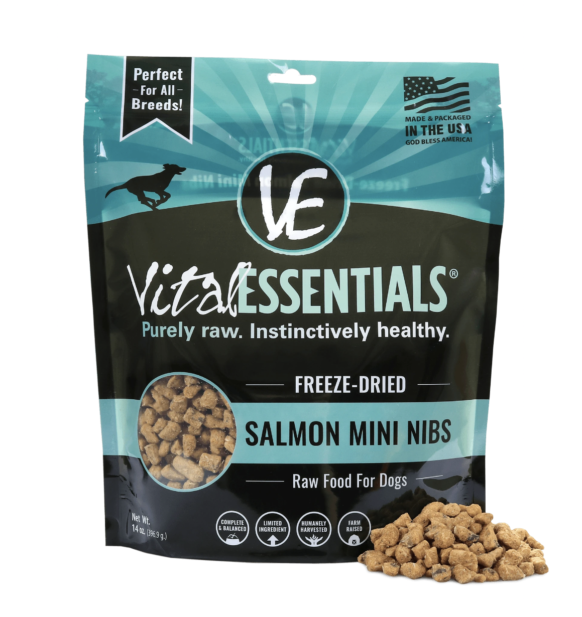 Vital Essential Freeze-Dried Salmon Mini Nibs Dog Food 14oz