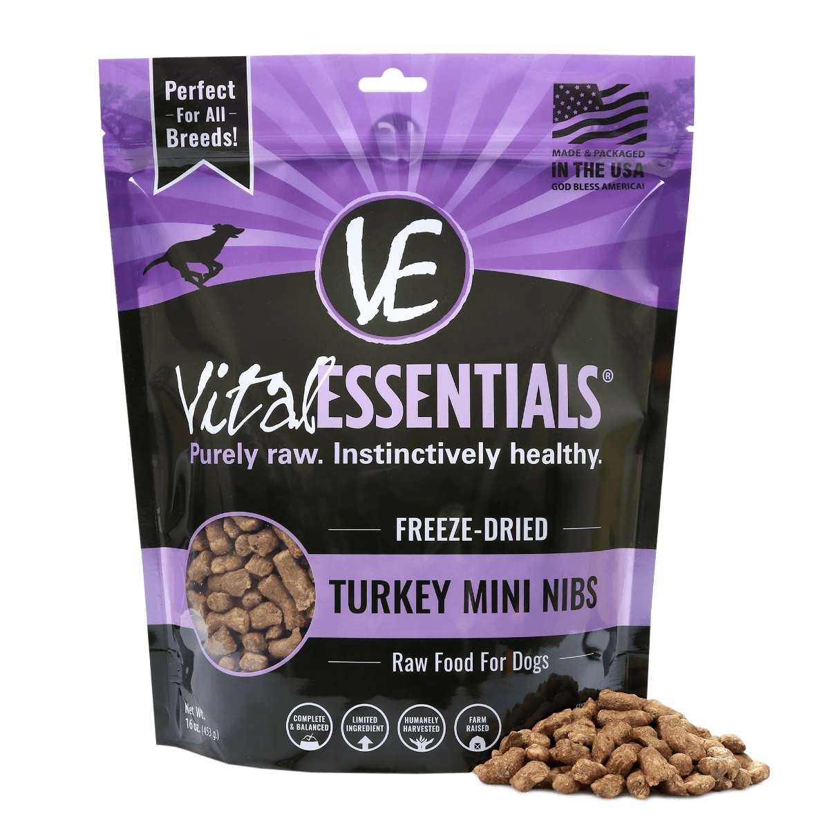 Vital Essentials Turkey Mini Nibs Grain Free Dog Freeze-Dried Food