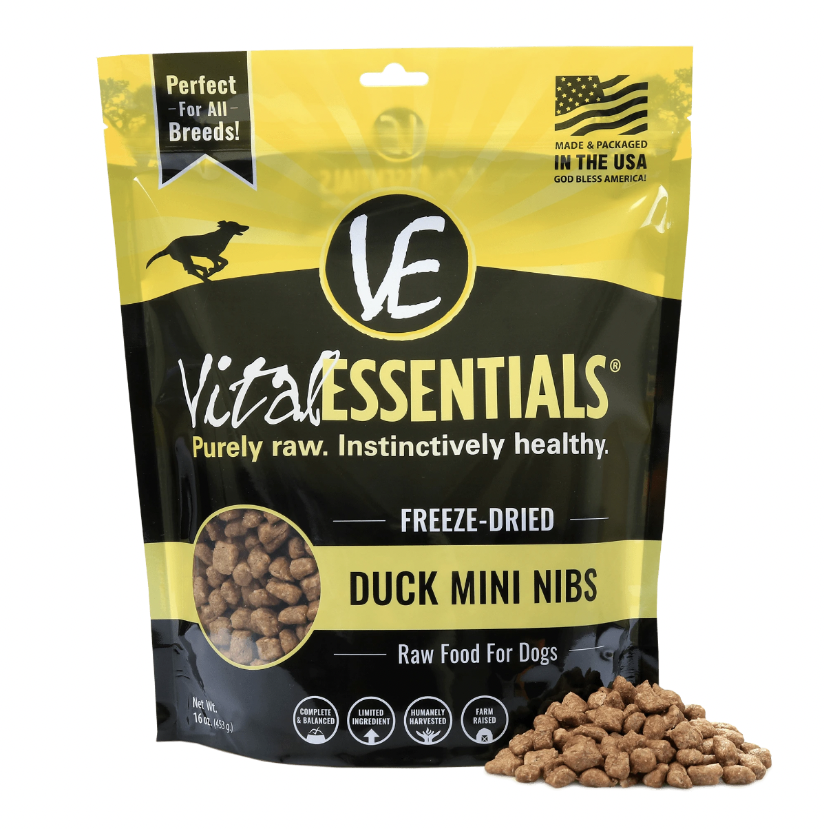 Vital Essentials Duck Mini Nibs Grain Free Dog Freeze-Dried Food