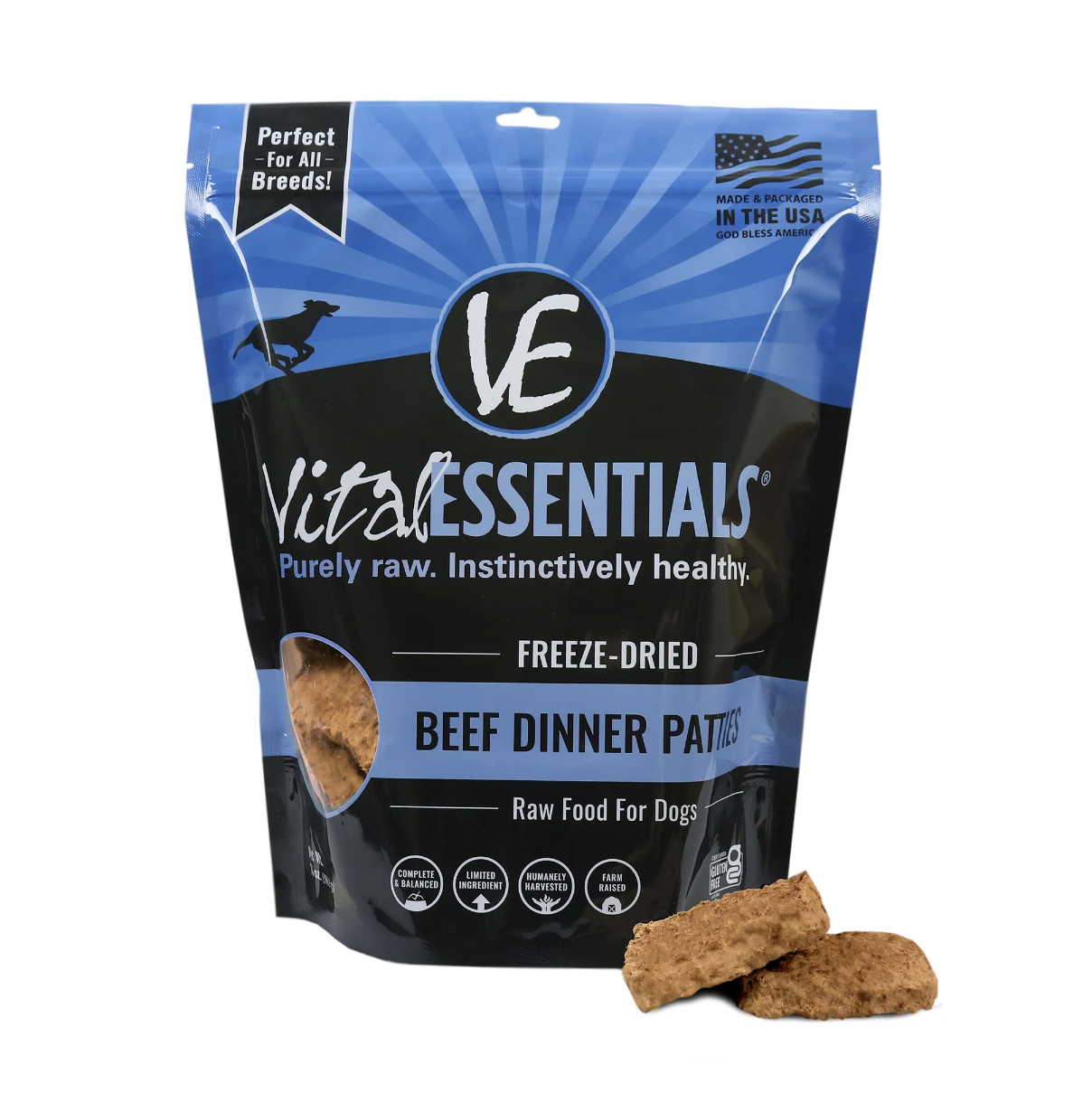 Vital Essentials Beef Freeze-Dried Patties Food 14oz