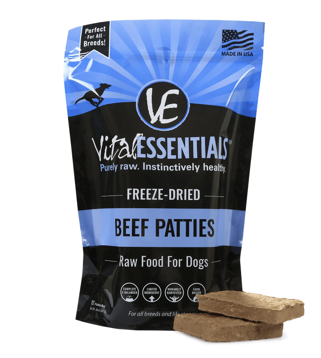 Vital Essentials Dog Beef Freeze-Dried Patties Food 30oz