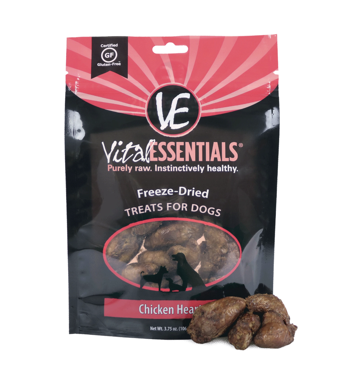 Vital Essentials Chicken Hearts Freeze Dried Grain Free Family Size Dog Treat