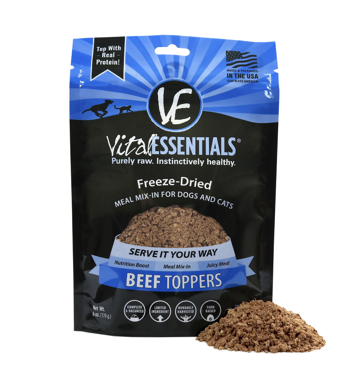 Vital Essentials Dog/cat Beef FD Toppers 6oz