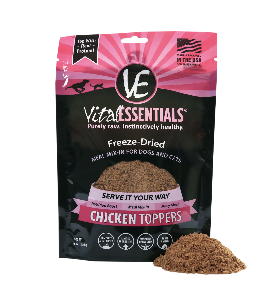 Vital Essentials Dog Chicken Freeze-Dried Toppers 6oz