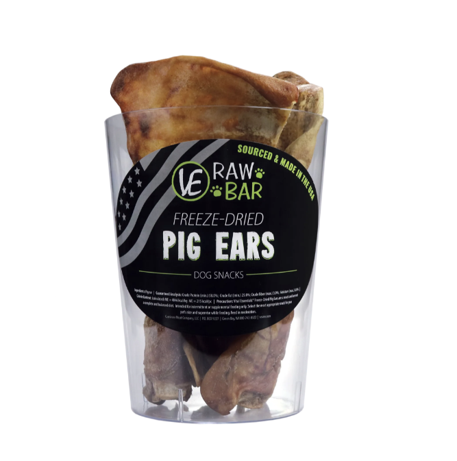 Vital Essentials Raw Bar Pig Ears Freeze-Dried Snack Dog Treat