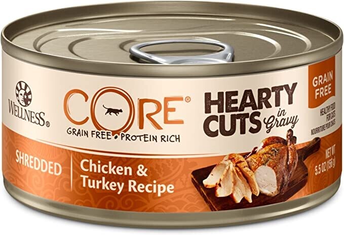 Wellness Cat Core Shredded Hearty Cuts Chicken & Turkey 5.5oz