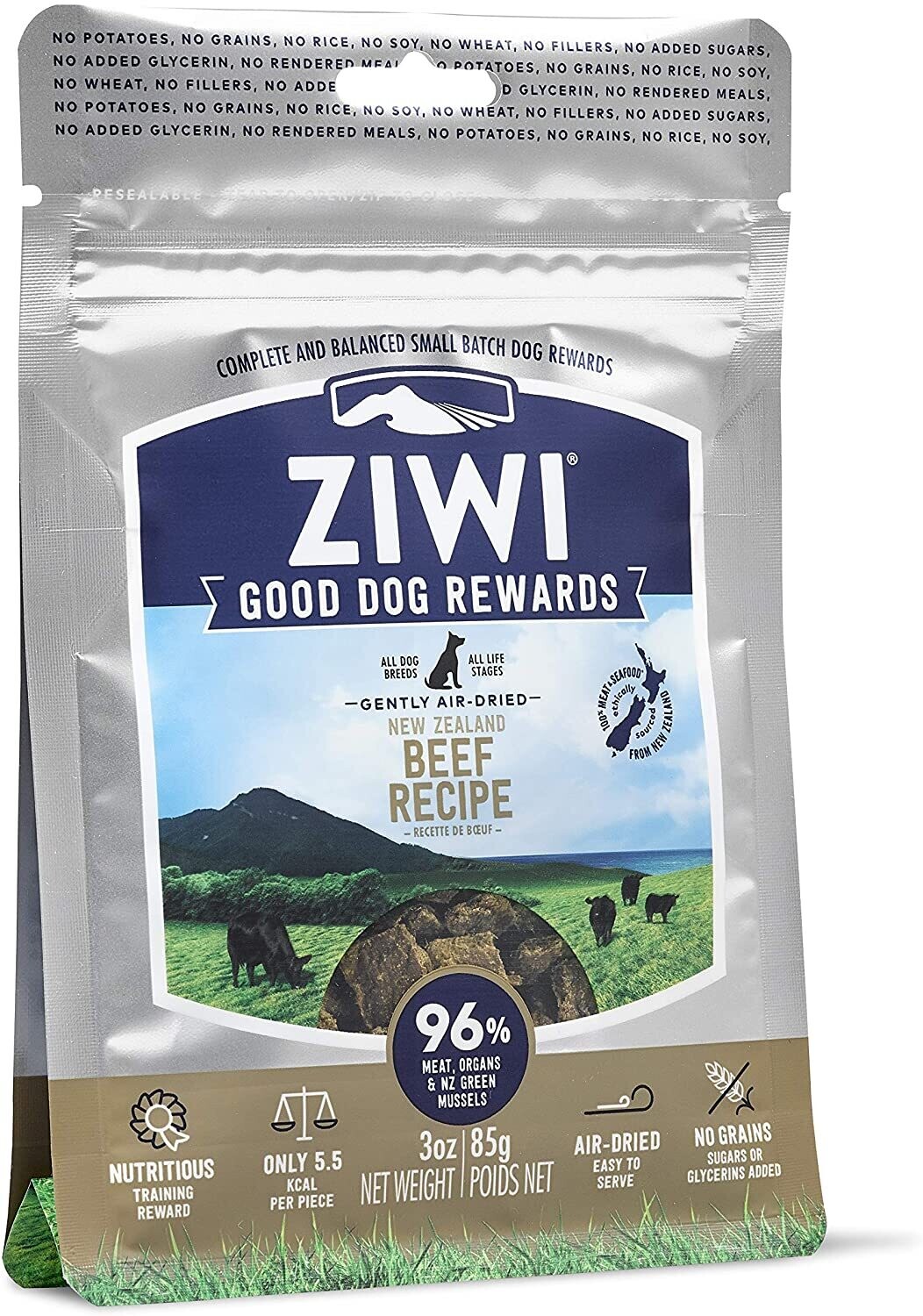 Ziwipeak Good Dog Treats Pouches Beef 85g