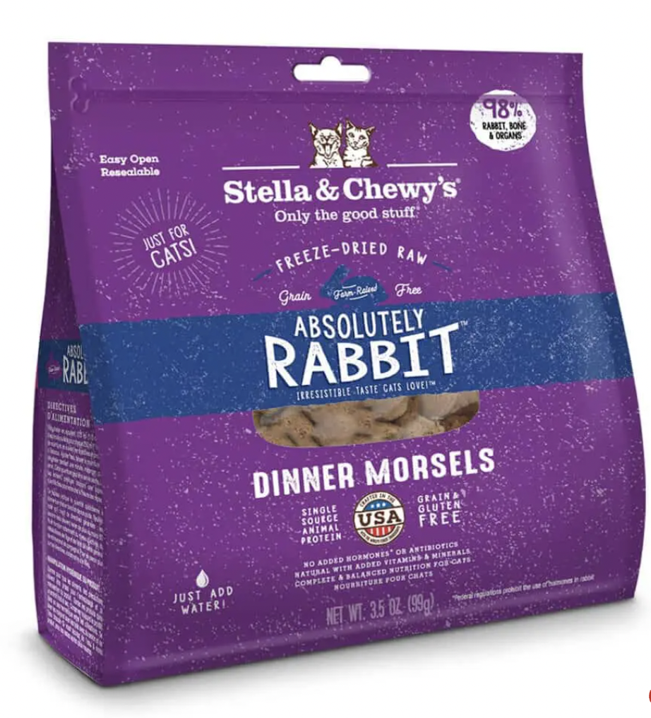 Stella & Chewys Absolutely Rabbit Cat Freeze-Dried Raw Dinner Morsels 8oz