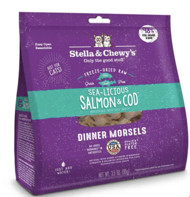 Stella & Chewys Sea-Licious Salmon&Cod Cat Freeze-Dried Raw Dinner Morsels 8oz