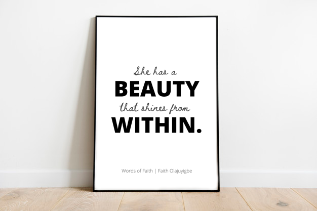 Beauty Within A3 Poster Print [Black, White or Peach]