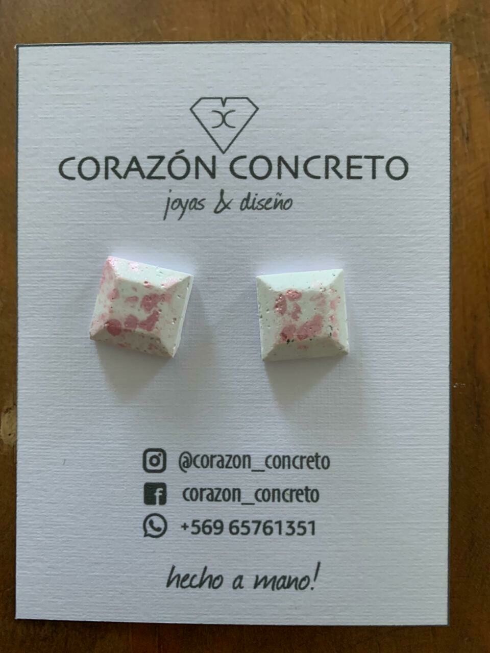 Aritos gema cemento blanco y rosado