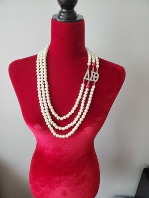 Necklace Red Pearl - Silver