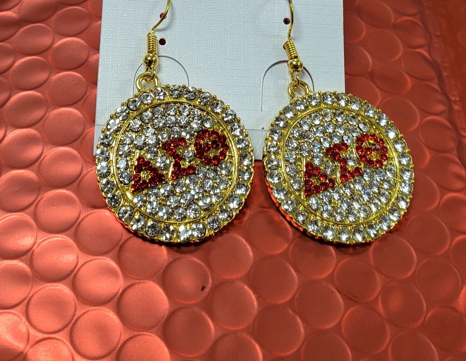 Earrings - Bling Disk  Gold Only Red Symbol (Two for the Price of One)