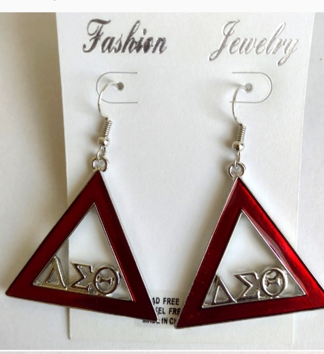 Earrings Red Pyramid Symbol