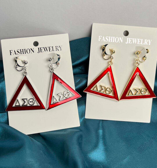Red Pyramid Earrings (Clip-On)