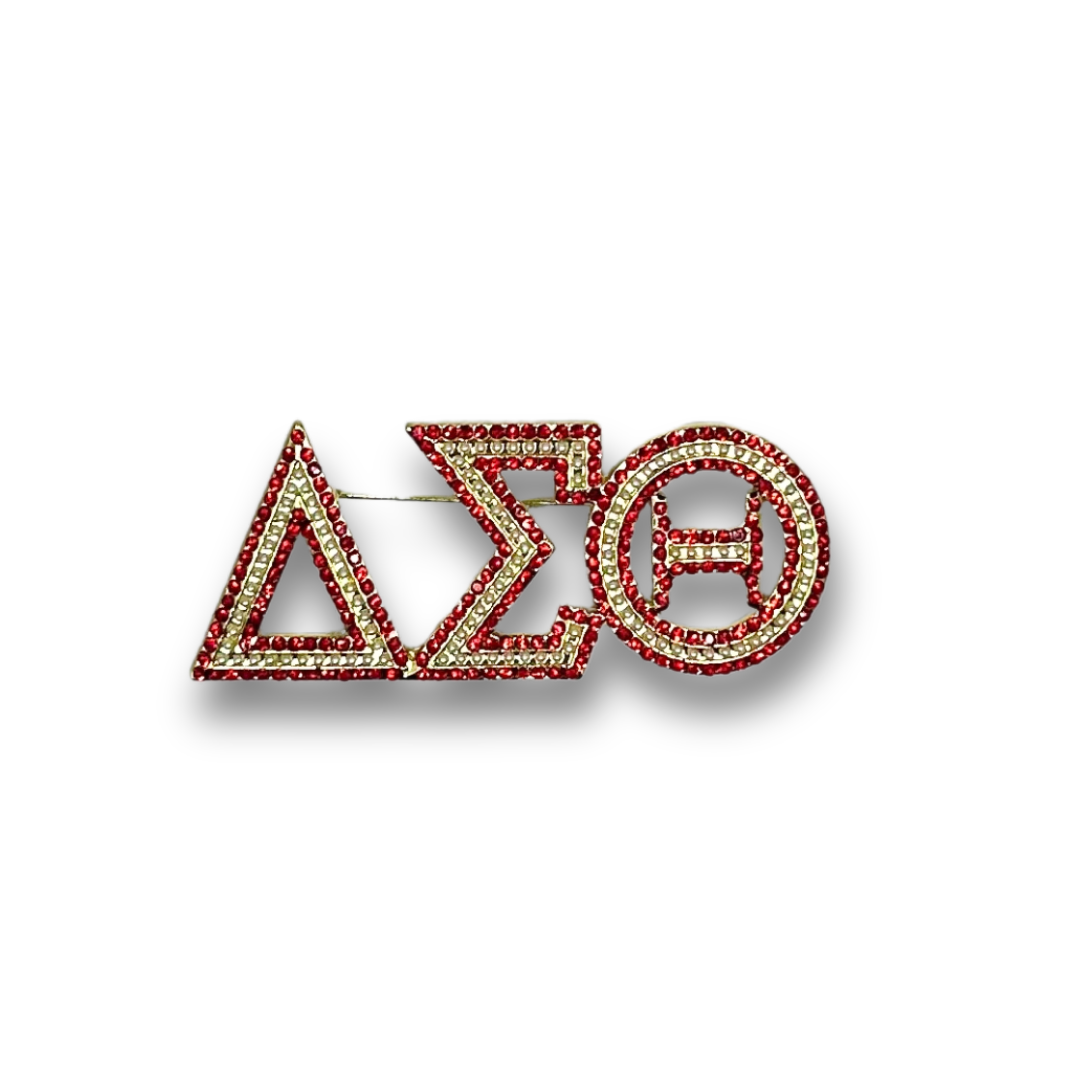 Red Crystal &amp; Pearl Symbol Large Lapel
