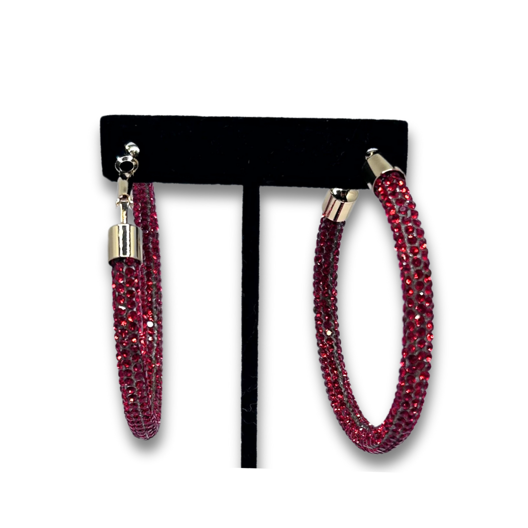 Bling Red Hoop Earrings