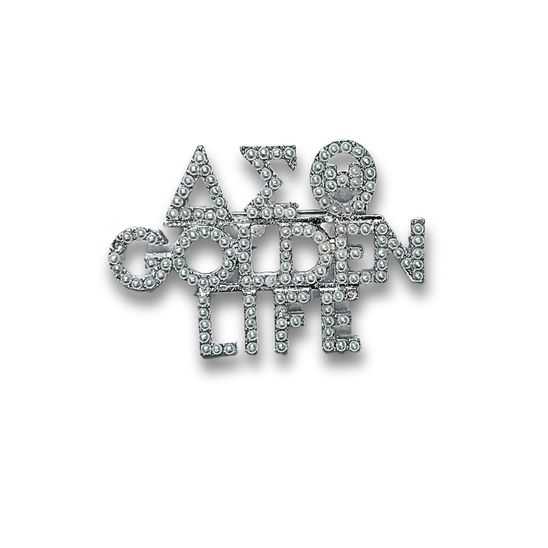 DST Rhinestone Golden Life Pearl Lapel 