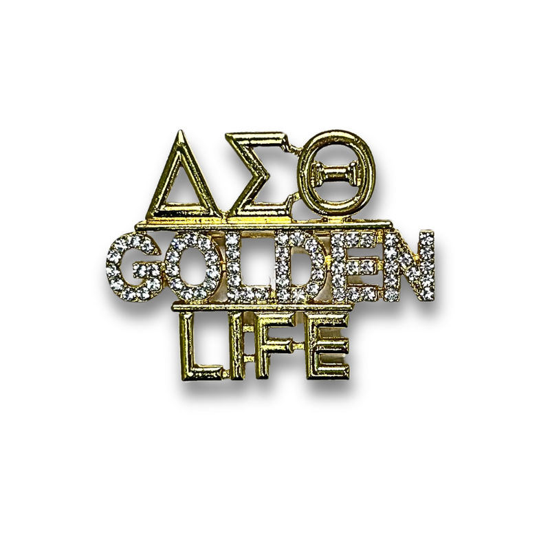 DST Rhinestone Golden Life Lapel