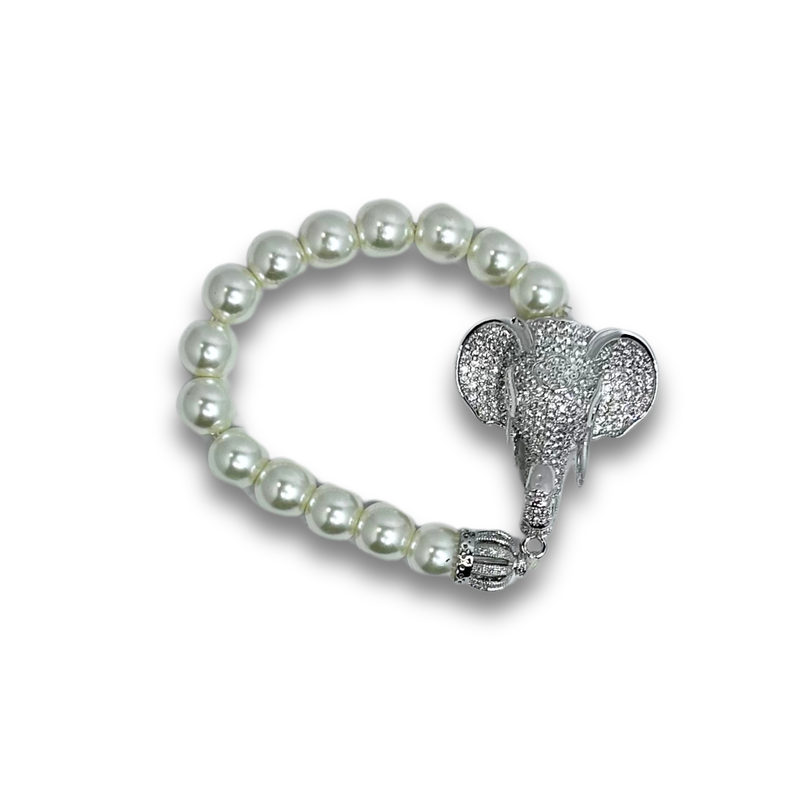 Elephant Pearl Bracelet-Silver (Small)