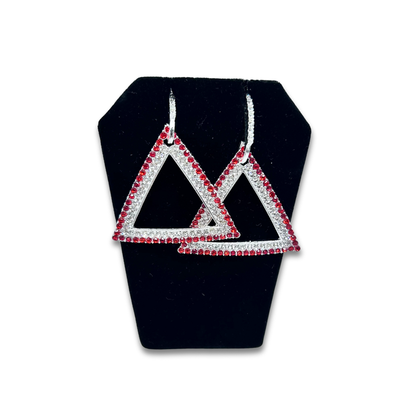 Ruby Rhinestone Triangle Earrings