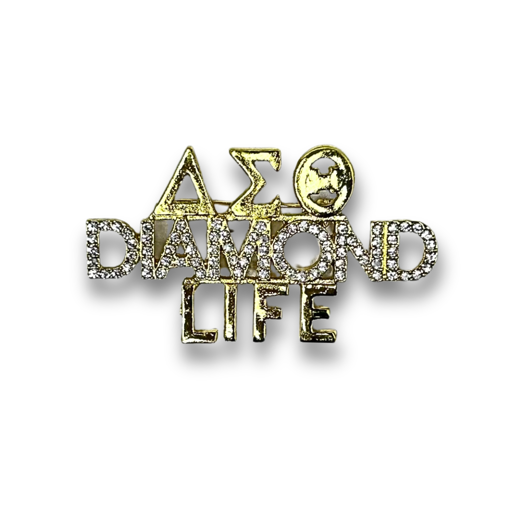 DST Rhinestone Diamond Life Lapel, Metal Tone: Gold