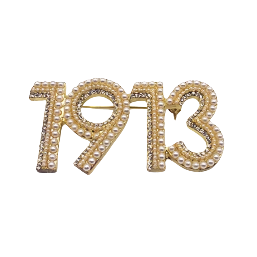1913 DST Pearl Rhinestones Lapel