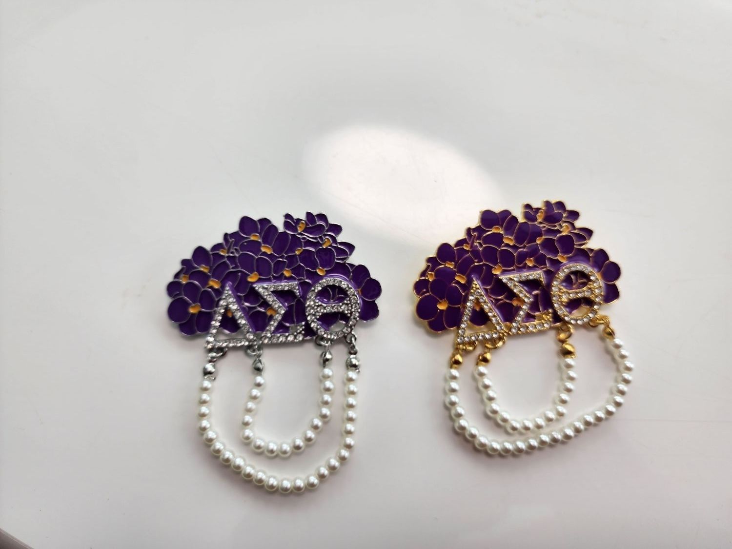 African Violet w/Symbols &amp; Pearls Lapel