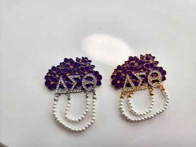African Violet w/Symbols &amp; Pearls Lapel
