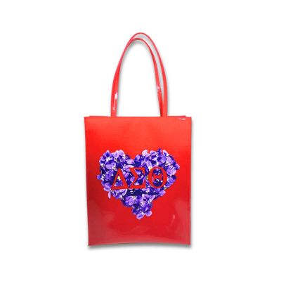Red Patent Violet Heart Tote Bag