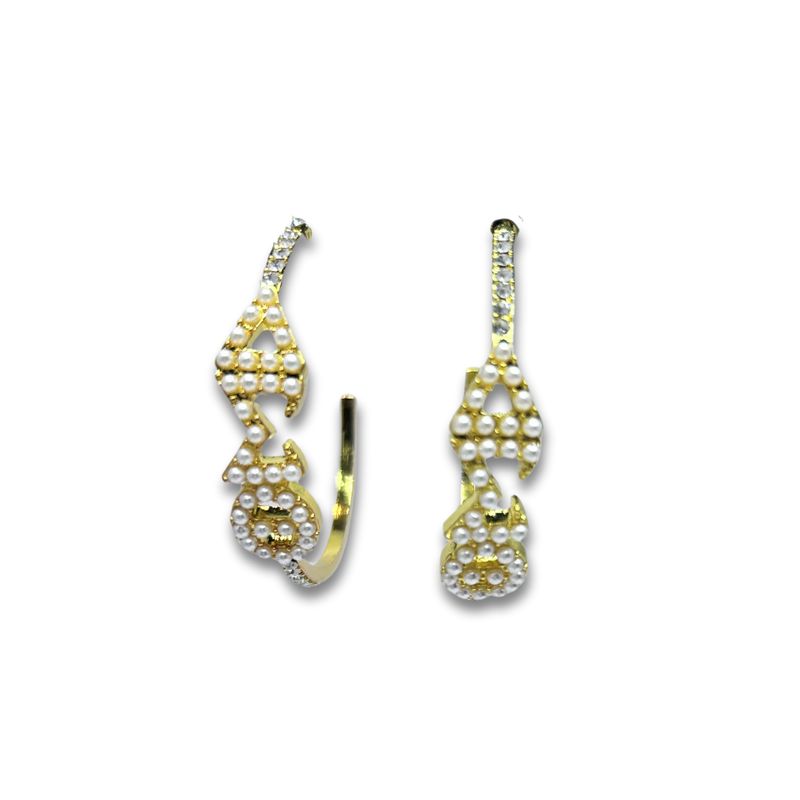 Pearl &amp; Bling Hoop Earrings