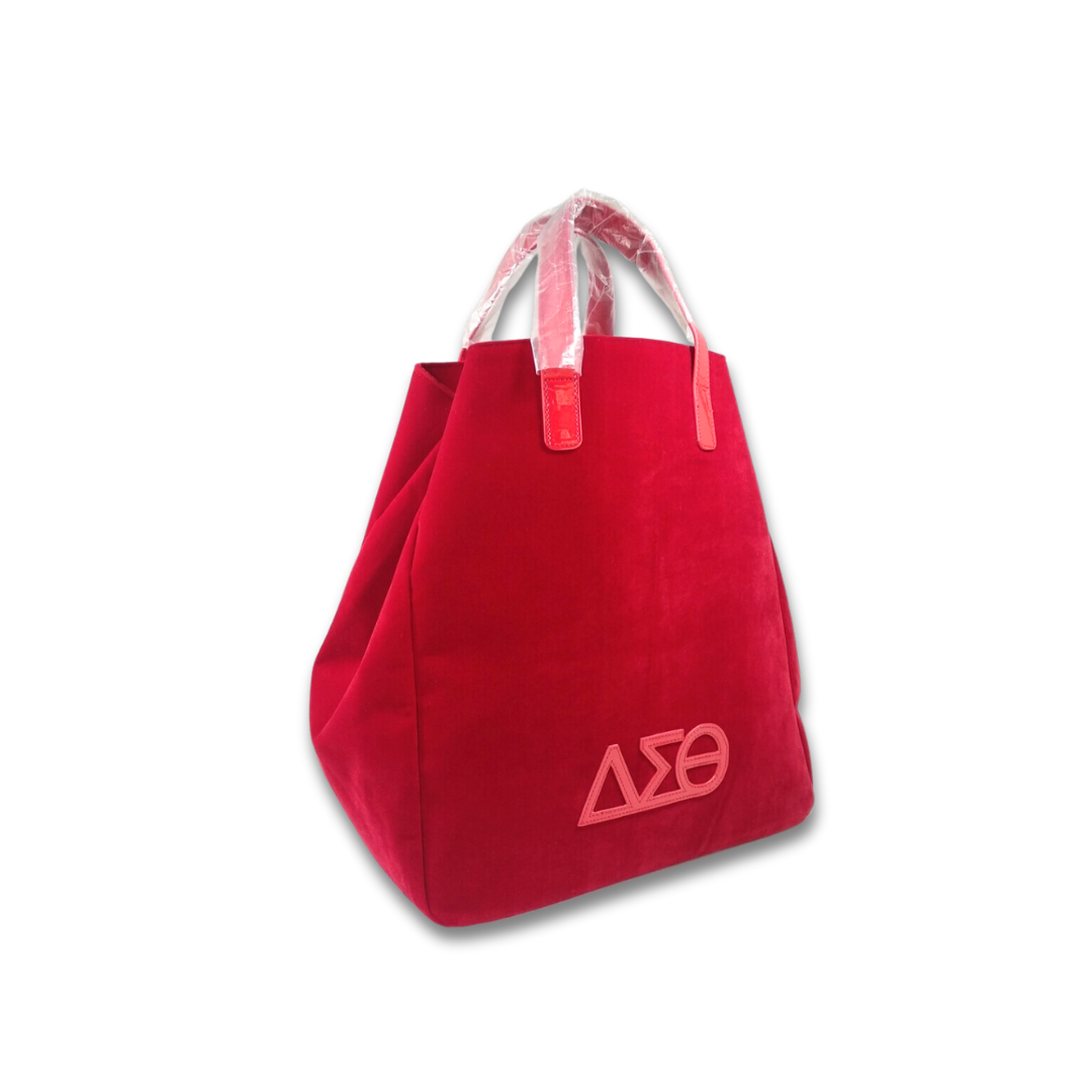 Velveteen Tote  Bag - DST RED Gold lining only