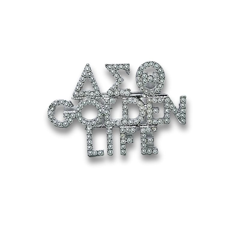 DST Rhinestone Golden Life Pearl Lapel 
