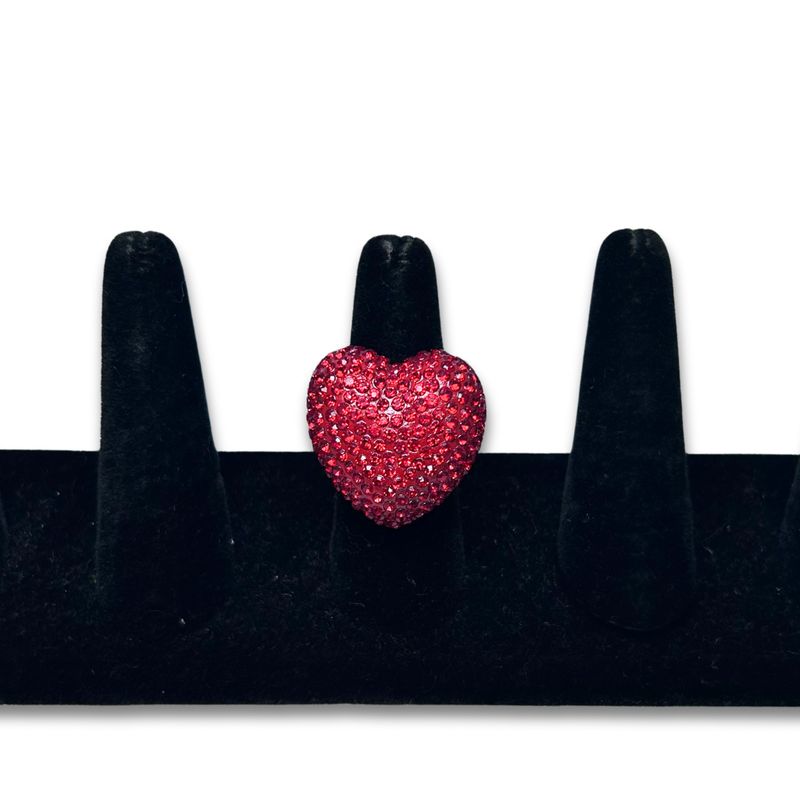 Red Heart Rhinestone Ring