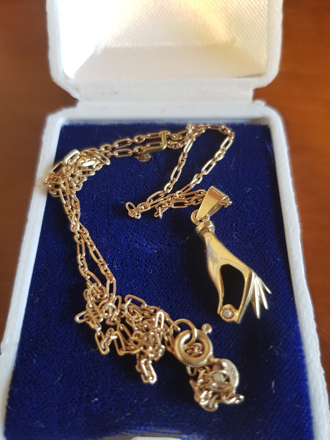 Colgante oro y brillante y cadena oro 750