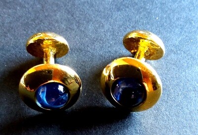 Gemelos Unisex bañados en oro y cristal azul Gemelos Unisex bañados en oro y cristal azul