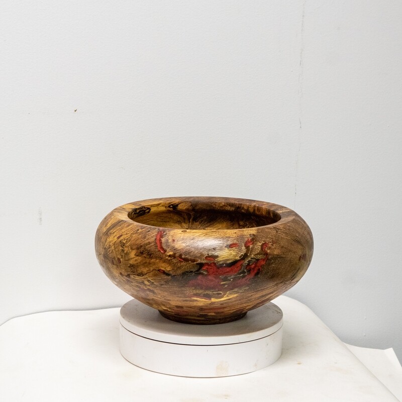 Unique turned and inlayed mango wood bowl  fruit candy bowl