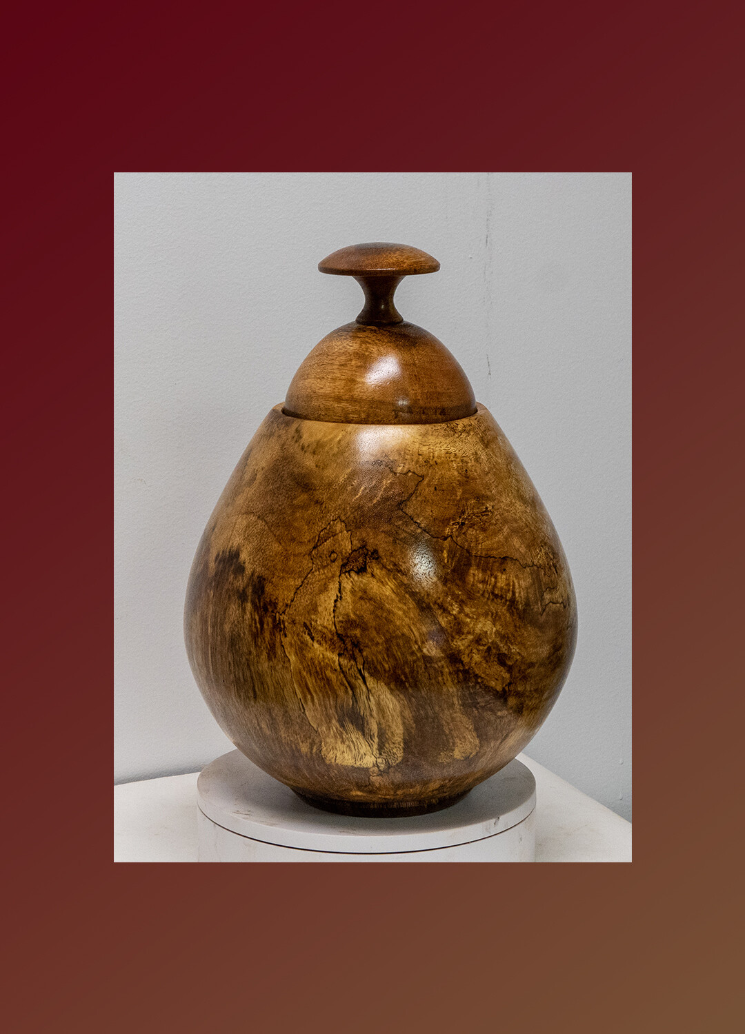 Wood turned  mango wood lidded bowl container fruit candy cookies bowl