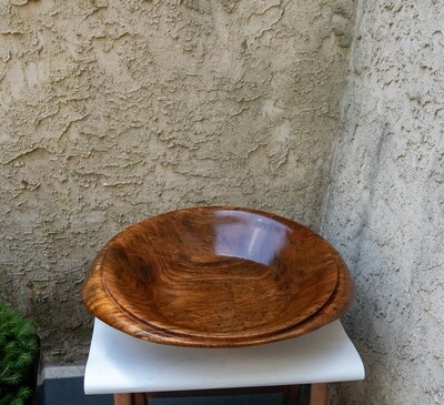 Unique Handmade Turned Carved Mango wood large bowl tray
