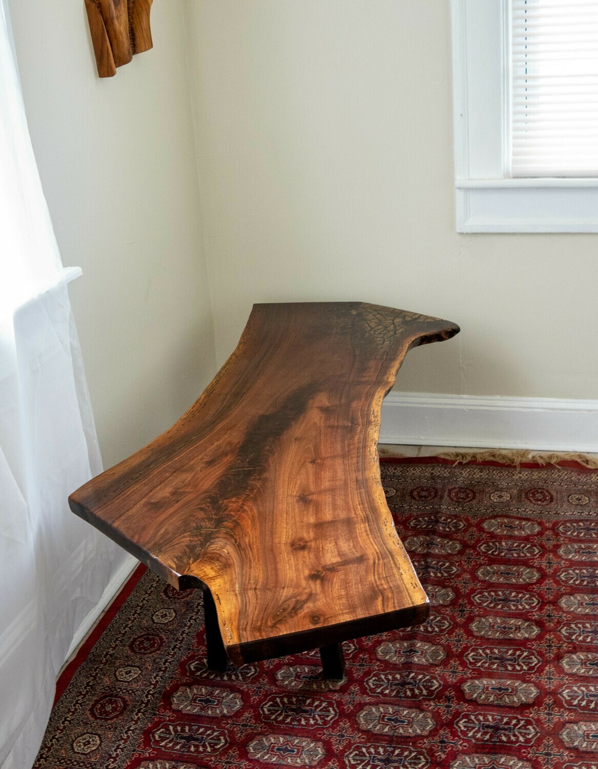 Unique handmade walnut crotch slab with epoxy inlay  wine, coffee, end table 010