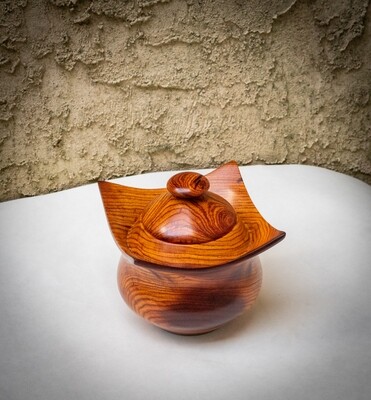 Unique Turned Lidded Wooden Bowl Container Box Eastern Rosewood