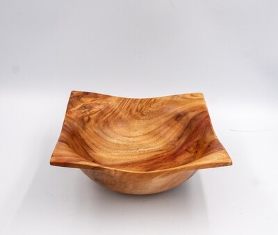 Unique Handmade Turned Carved  Wooden Square camphor wood bowl plate. 1555
