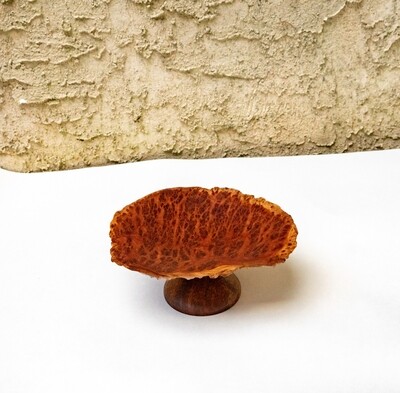 Red Mallee burl natural edge hand turned  footed bowl plate