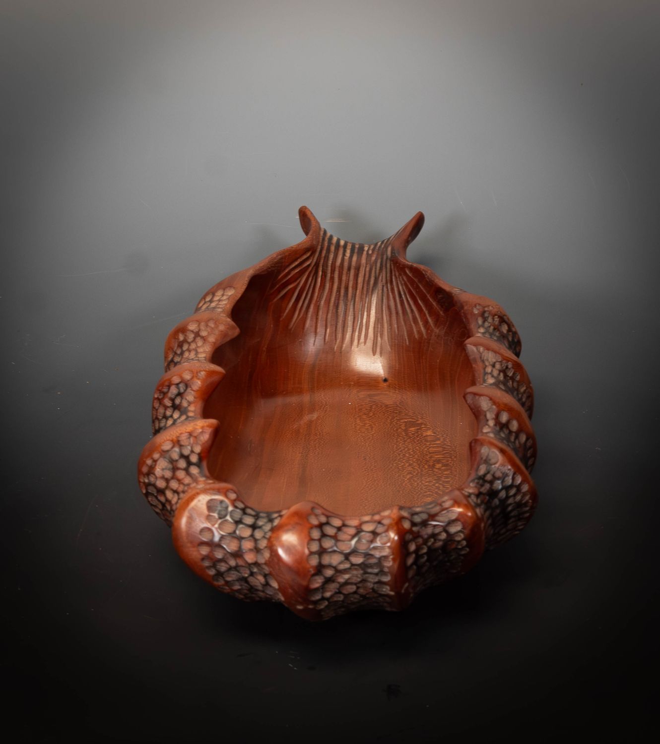 Hand carved and decorated cherry bowl