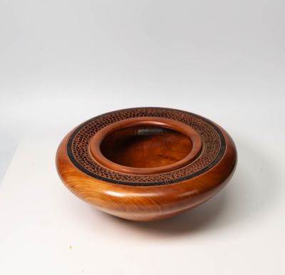 Artisan Pierced Cherrywood Bowl - Unique Wood turned, carved, Home Decor - Handcrafted Exquisite Table Centerpiece - Elegant Gift Idea Artisan Pierced Cherrywood Bowl - Unique Wood turned, carved, Home Decor - Handcrafted Exquisite Table Centerpiece - Elegant Gift Idea