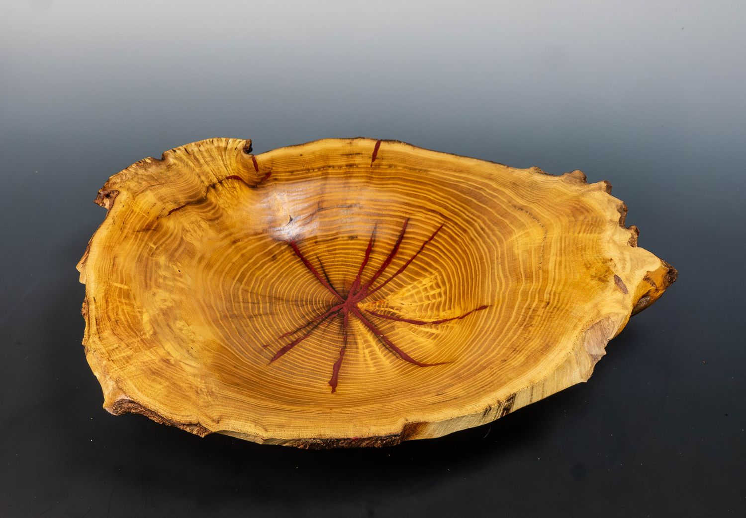 Handcrafted Unique Mulberry Burl Live Edge Bowl with Epoxy Inlay