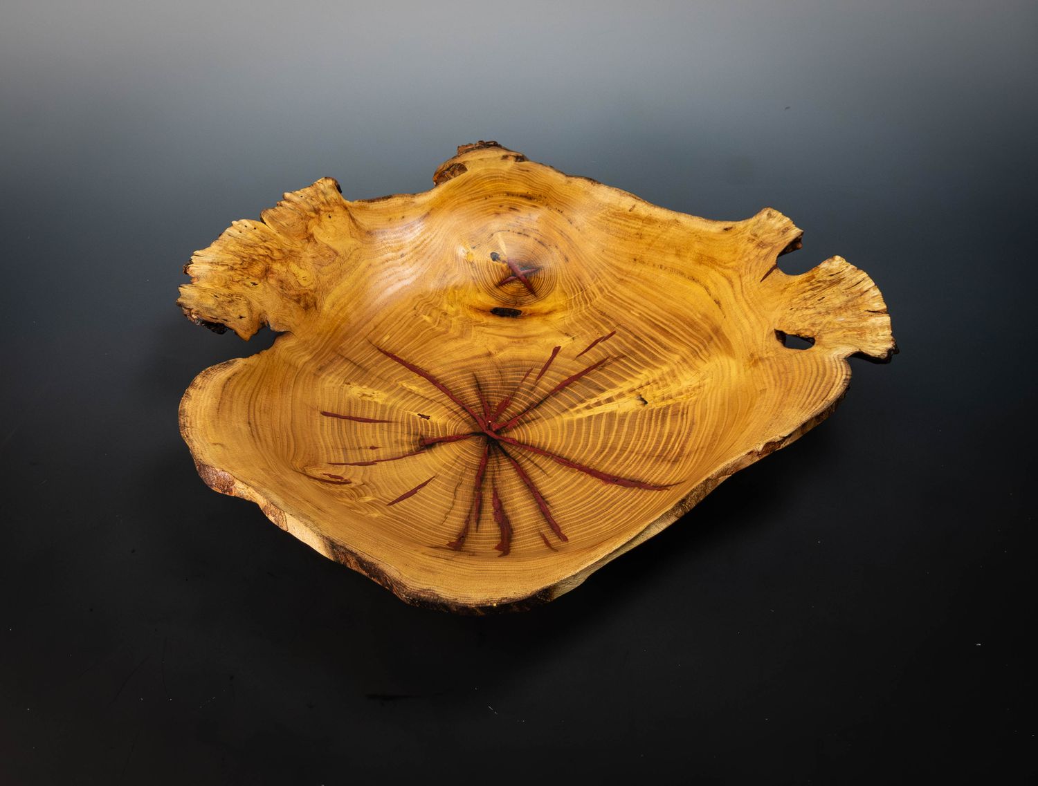 Handcrafted Unique Mulberry Burl Live Edge Bowl with Epoxy Inlay