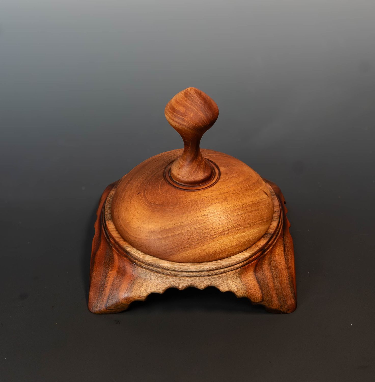 Handcrafted Wood turned Honduras Mahogany Square Box Unique Gift Idea